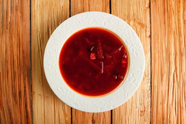 Borsch Sopa Remolacha Con Frijoles Directamente Arriba — Foto de Stock