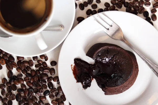 Chocolate Molten Lava Cake Coffee Cup — Stock Photo, Image