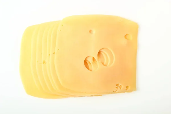 Käsescheiben Auf Weißem Hintergrund — Stockfoto
