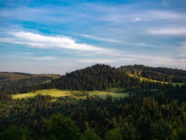 Husciawa Und Wysoki Wierch Mount Pieniny Berge Sommer Blick Vom — Stockfoto