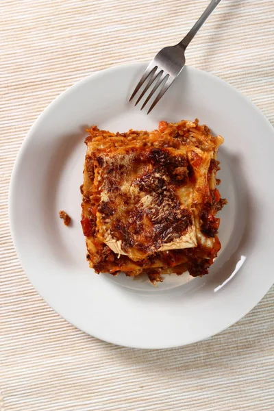 Tasty Lasagne Bolognese Plate — Stock Photo, Image