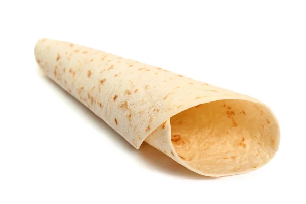 Tortilla Wrap Bread Isolé Sur Fond Blanc — Photo