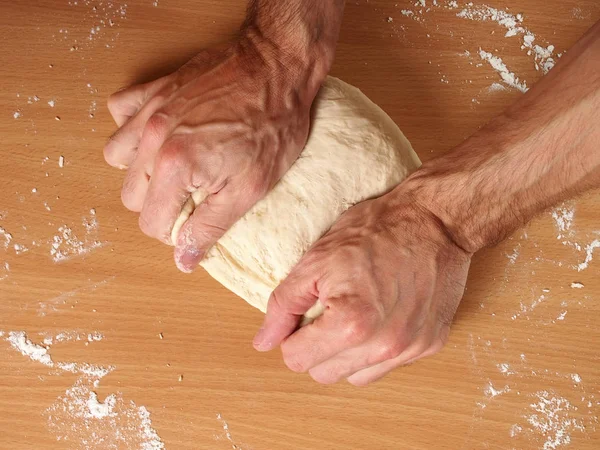 Het Kneden Van Deeg Het Maken Van Deeg Bereiding Vlees — Stockfoto