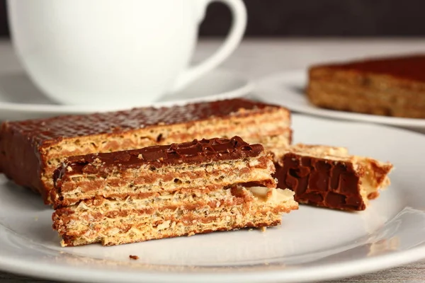 Chocolate Covered Wafer Cup Tea — Stock Photo, Image