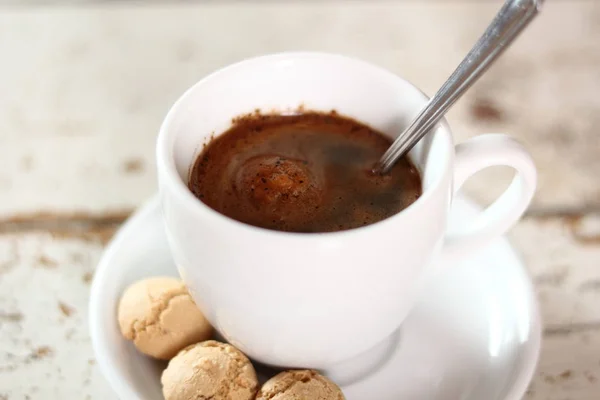 Amaretti Biscuits Coffee Cup — Stock Photo, Image