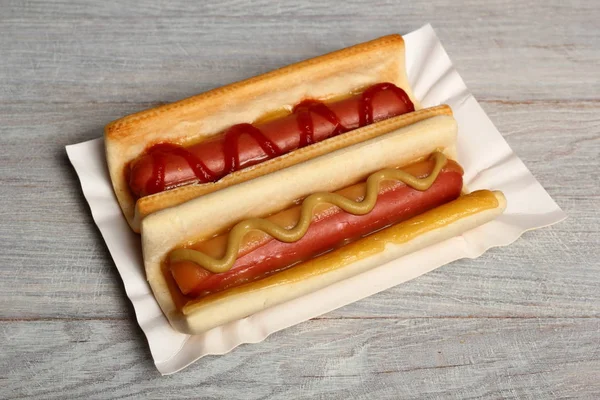 Hot Dog Con Ketchup Senape — Foto Stock