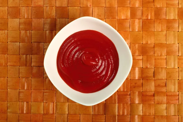 Ketchup Tálba Közvetlenül Fenti — Stock Fotó