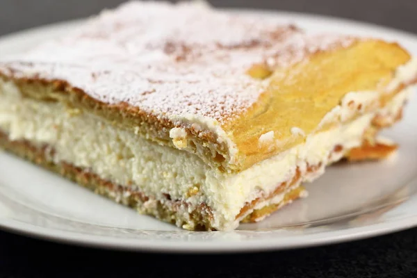 Karpatka Tarta Crema Polaca Tradicional Llena Crema Pudín — Foto de Stock