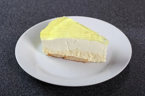 Torta Formaggio Con Topping Alla Gelatina Limone — Foto Stock