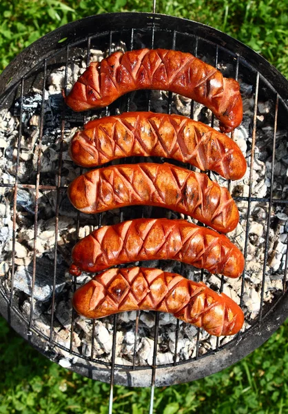 Grilling Sausages Barbecue Grill — Stock Photo, Image