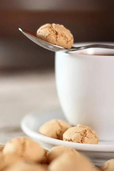 Amaretti Biscuits Coffee Cup — Stock Photo, Image