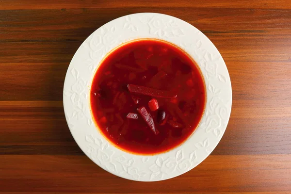 Borsch Soupe Betteraves Aux Haricots Directement Dessus — Photo