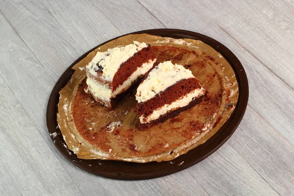 Pastel Capa Chocolate Torte Con Crema Batida Mermelada —  Fotos de Stock