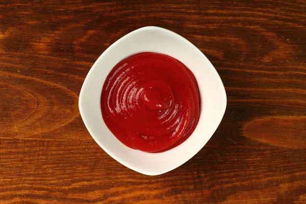 Ketchup Skål Direkt Ovanför — Stockfoto