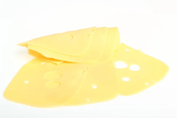 Käsescheiben Auf Weißem Hintergrund — Stockfoto