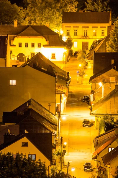 Città Notte Stary Sacz Polonia — Foto Stock