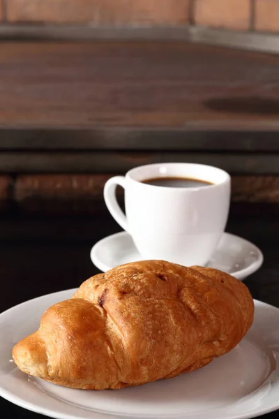 Croissant Tasse Café — Photo