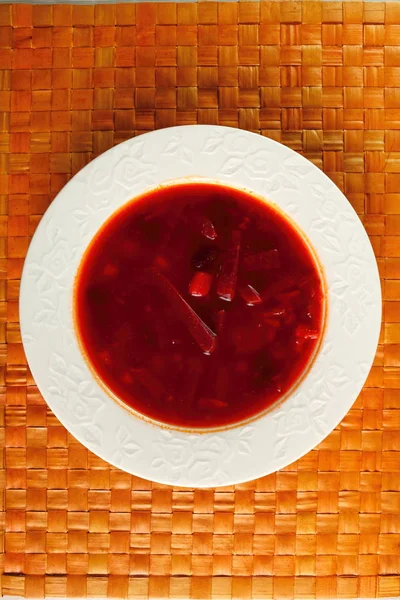 Borsch Sopa Remolacha Con Frijoles Directamente Arriba — Foto de Stock