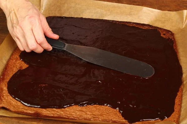 Preparo Brownie Cioccolato Serie — Foto Stock
