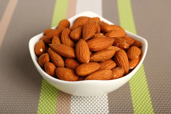 Shelled Almonds Plate — Stock Photo, Image