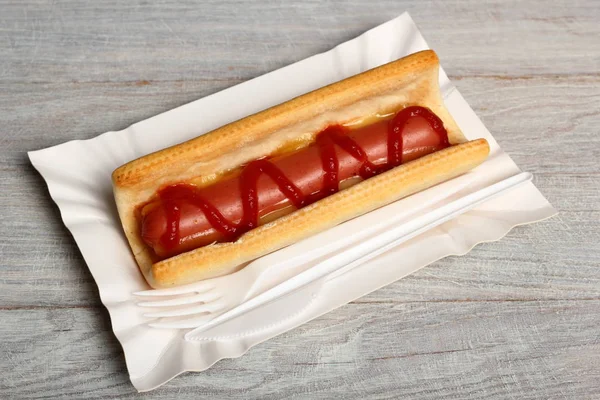 Hot Dog Mit Ketchup — Stockfoto