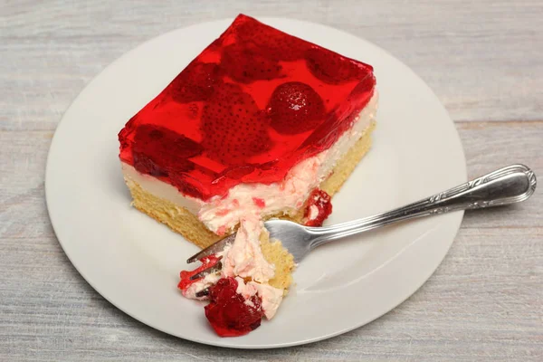 Gâteau Gelée Savoureux Aux Fraises — Photo