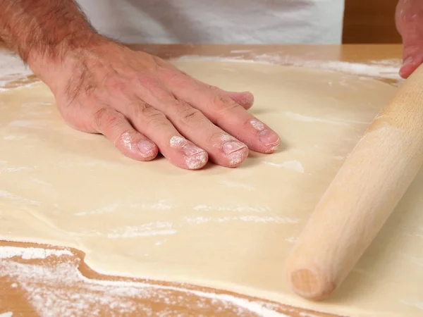 Rolling Dough Preparazione Gnocchi Carne — Foto Stock