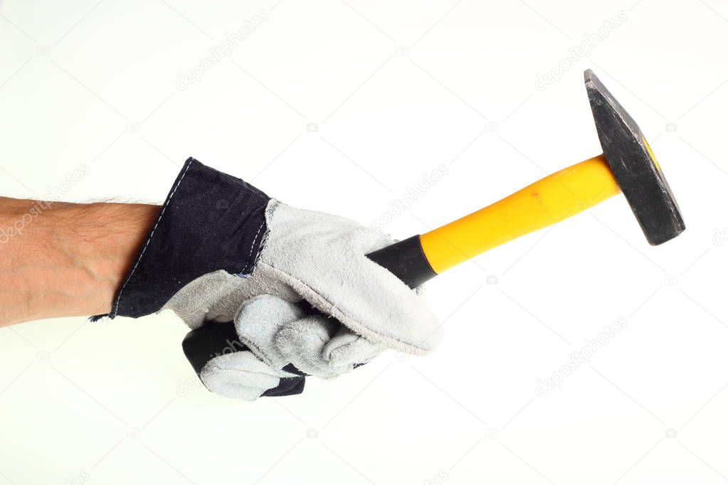 Hammer in Hand on white background