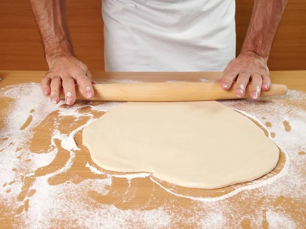 Rolling Dough Preparazione Gnocchi Carne — Foto Stock