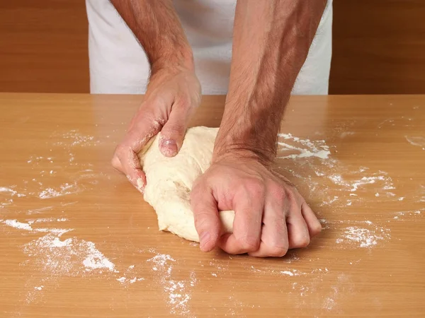 Het Kneden Van Deeg Het Maken Van Deeg Bereiding Vlees — Stockfoto