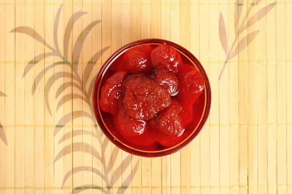 Confiture Fraises Dans Bol — Photo