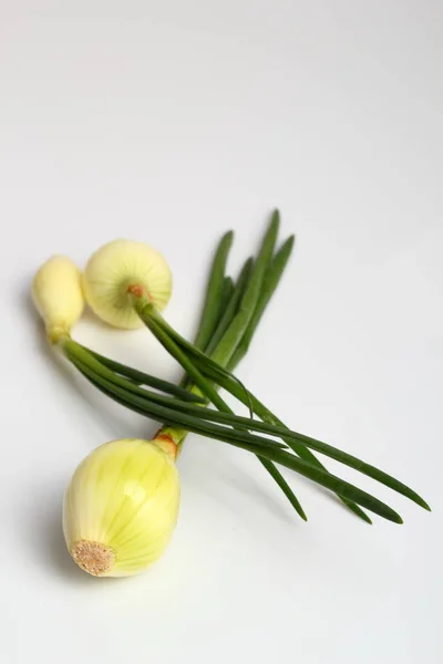 Spring Onions White Background — Stock Photo, Image