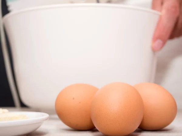 Eggs Making Yogurt Cake — Stock Photo, Image