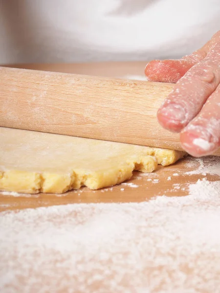 Stendete Pasta Arrotondare Fare Torta Mele Serie Crostata — Foto Stock