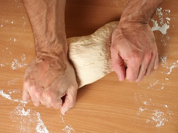 Het Kneden Van Deeg Het Maken Van Deeg Bereiding Vlees — Stockfoto