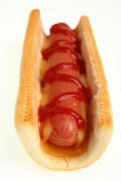 Sosisli Ketçaphot Dog Met Ketchup — Stockfoto