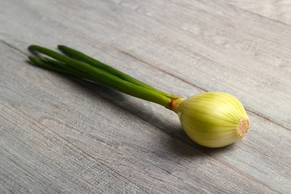 Spring Onion Wooden Background — Stock Photo, Image