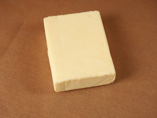 Butter Auf Backpapier Herstellung Von Blätterteigserie — Stockfoto