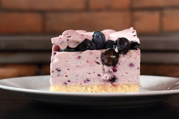 Cold cheesecake with blueberry and strawberry