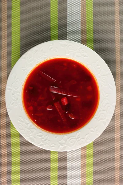 Borsch Zuppa Barbabietole Con Fagioli Direttamente Sopra — Foto Stock