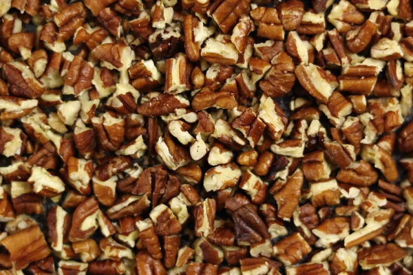 Pozadí Drceného Pekanových Ořechů Přímo Nad — Stock fotografie