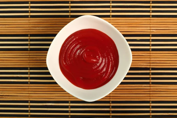 Ketchup Tálba Közvetlenül Fenti — Stock Fotó