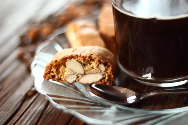 Italian Almond Biscuits Cantuccini Coffee Cup — Stock Photo, Image
