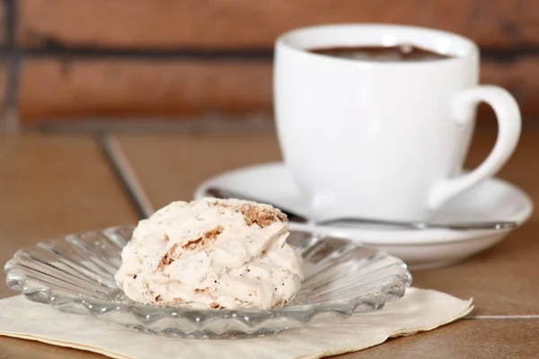 Merengue Coco Xícara Café — Fotografia de Stock