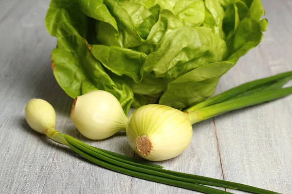 Butter Lettuce and Spring Onions