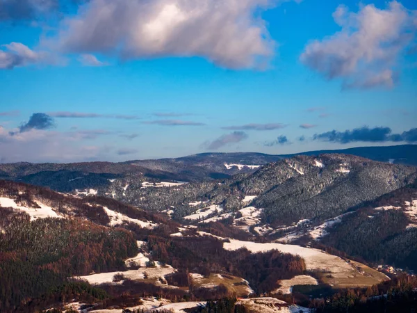 Κοιλάδα Της Piwniczna Zdroj Και Jaworzyna Σειρά Χειμώνα Θέα Από — Φωτογραφία Αρχείου