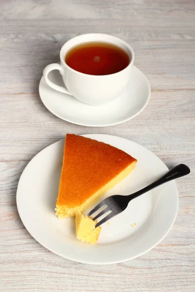 Semolina Cake Cup Tea — Stock Photo, Image