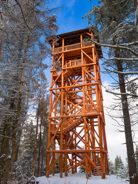 Torre Vigilancia Madera Monte Eliaszowka Beskid Sadecki Polonia — Foto de Stock