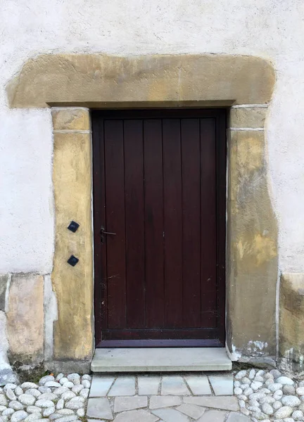 Wooden Door Old Building Facade — Stock Photo, Image