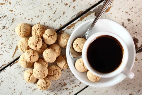 Amaretti Biscuits Coffee Cup — Stock Photo, Image